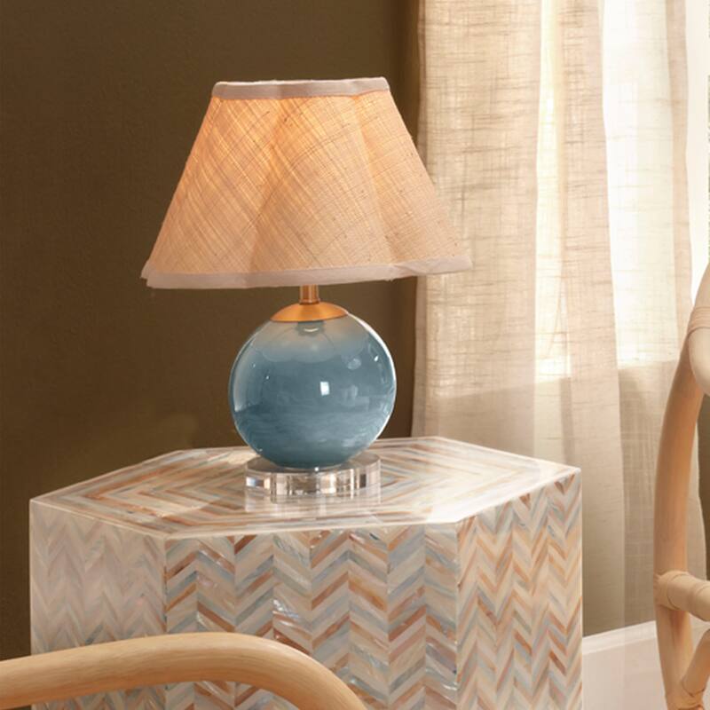 Jamie Young Dottie Blown Glass Table Lamp with Raffia Shade