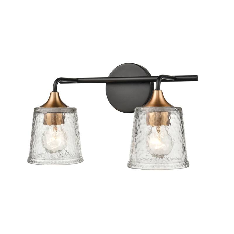 Elk Home Hamy Matte Black With Hammered Glass Vanity Light