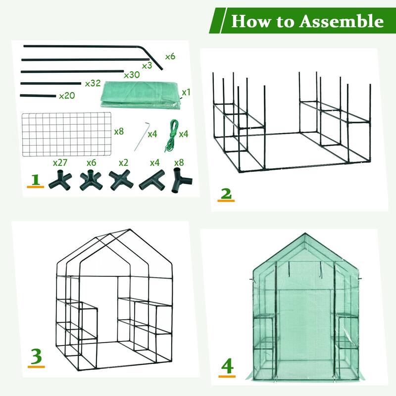 Gymax Walk-in Greenhouse 56''x56''x77'' Gardening w/Observation - See Details