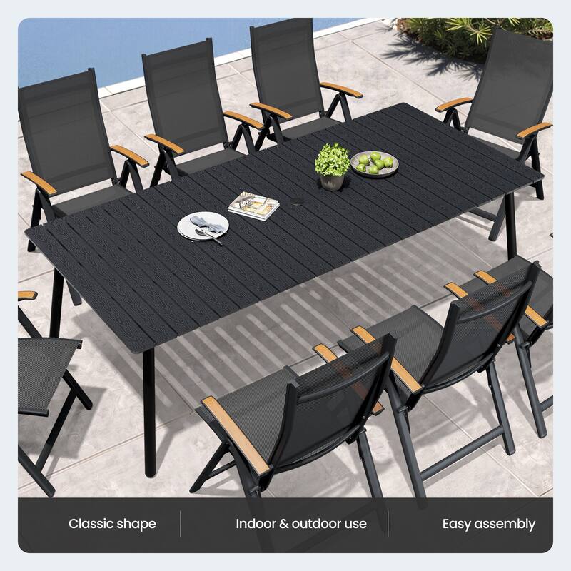 7/9-Piece Outdoor Patio Dining Set Adjustable Folding Chairs and Aluminum Dining Table