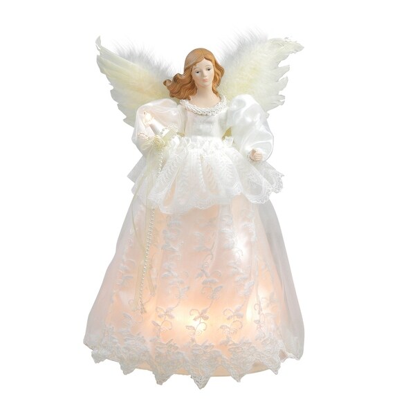 Angel Christmas Tree Topper : Lighted Angel Tree Toppers | Christmas Wikii : This auburn haired beauty is dressed in a shimmering fabric.