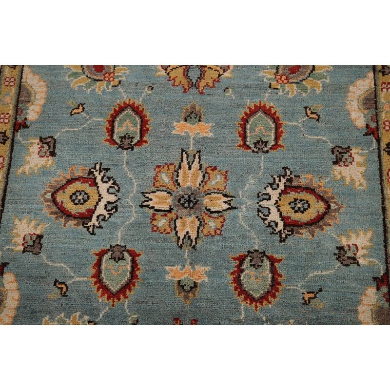 Light Blue Oushak Oriental Accent Rug Handmade Wool Carpet - 4'1" x 5'8"