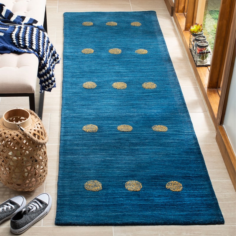 SAFAVIEH Handmade Himalaya Brittni Modern Wool Rug - 2'3" x 8' Runner - Blue