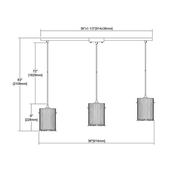 Simple Hand Fixture Hand Formed Glass 3-Light Linear Mini Pendant Fixture in Satin Nickel ...