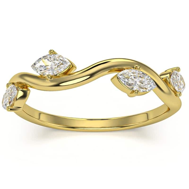 1/2Ct Marquise Diamond Wedding Vine Stackable Ring in White Yellow or Rose Gold