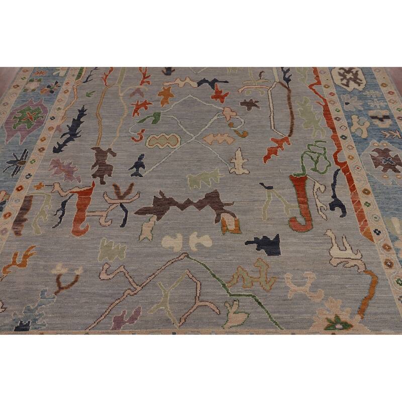Grey Oushak Turkish Area Rug Handmade Vegetable Dye Wool Carpet - 7'11"x 9'9"