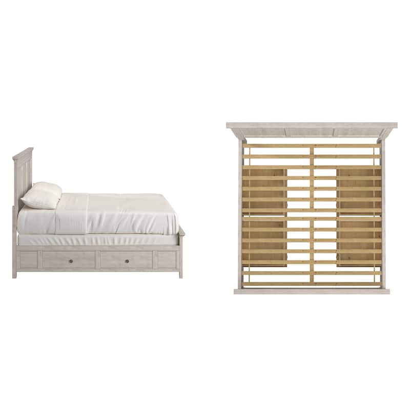 Varenna King Size Wood Panel Platform Storage Bed