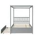 preview thumbnail 9 of 21, Full Size House Bed with Trundle and Slat Support, Solid Pine Wood Frame
