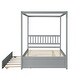 preview thumbnail 6 of 13, Nestfair Full Size Canopy Bed with Twin Trundle, Kids Solid Wood Platform Bed Frame w/ Headboard, No Box Spring Needed