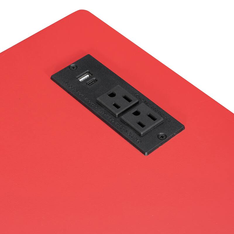 Wood Daybed with Trundle & Built-in Desk, LED Lights & USB Charging Port, Available in Full or Twin