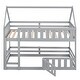 preview thumbnail 33 of 34, Twin over Twin House Bunk Bed with Safety Rails, Ladder, Fence & Door
