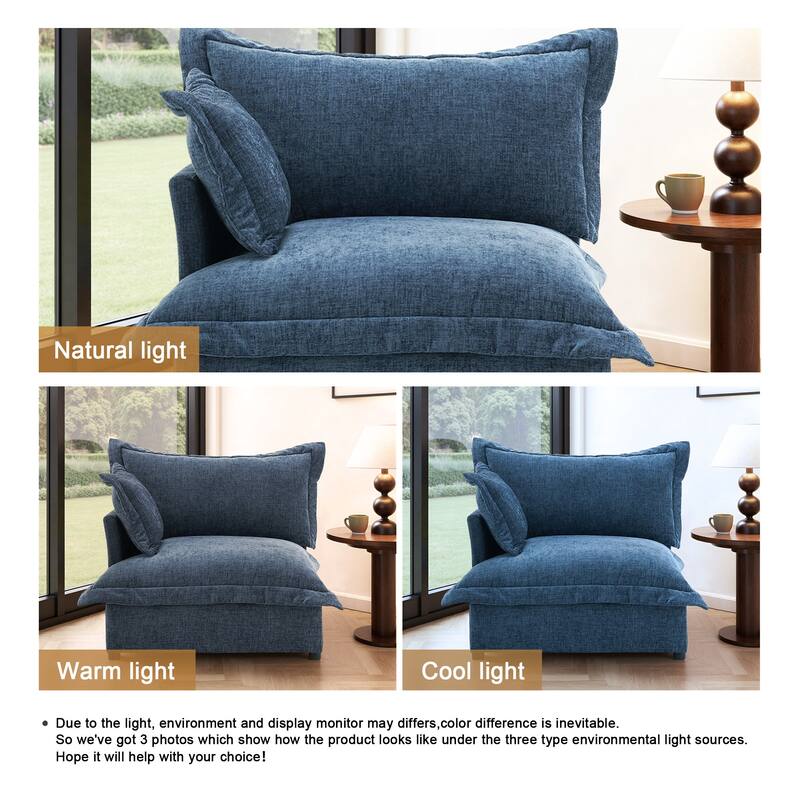 40"W Oversized Upholstered Chenille Comfy Cloud Corner Accent Chair