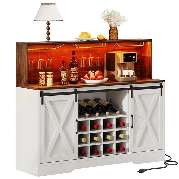 Moasis Modern Sliding X-Door Wine Bar Cabinet with Built-in