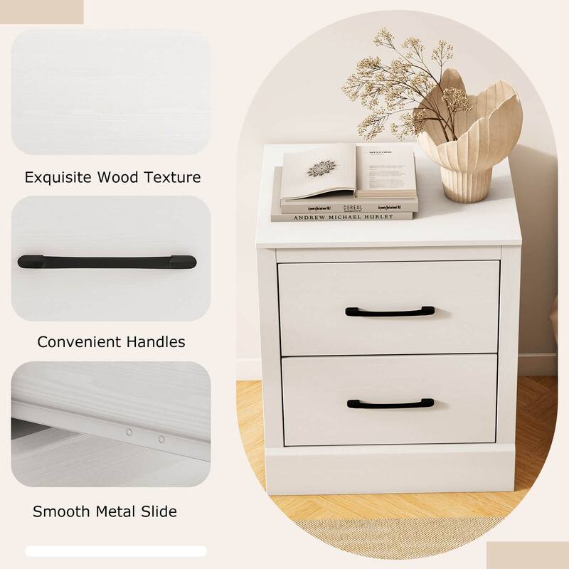 Costway 2 Drawer Nightstand Bedside Table Compact Sofa End Table Dark
