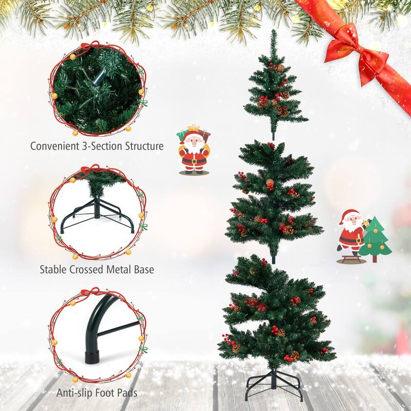 Gymax Pre-Lit Artificial Christmas Tree w/ 791 Branch Tips Warm White