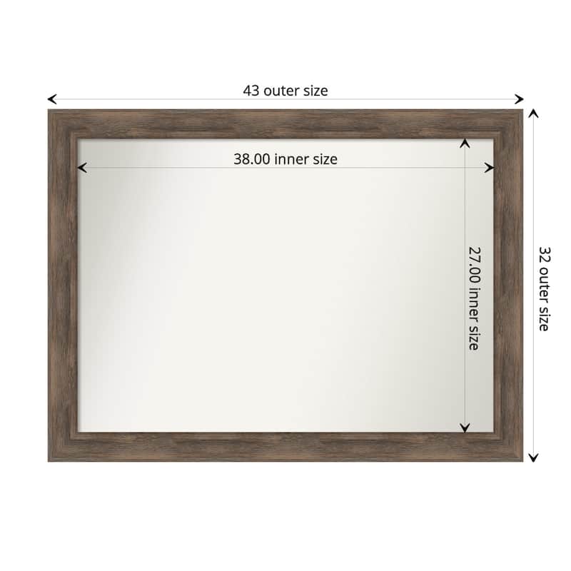 Non-Beveled Wood Wall Mirror - Hardwood Mocha Frame - 43 x 32 in - Hardwood Mocha