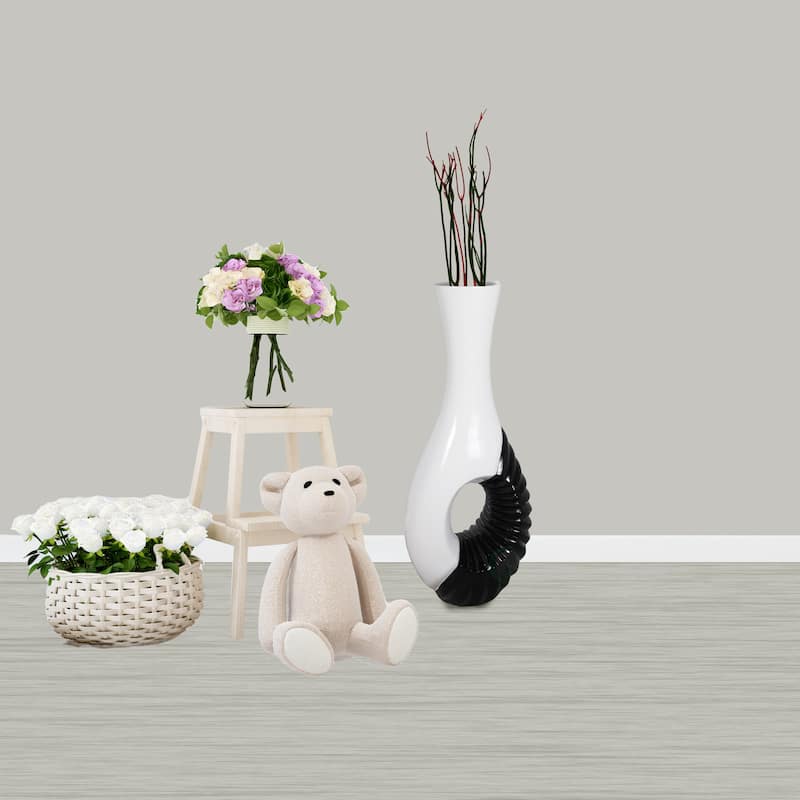 Modern Black and White Large Floor Vase - 43 Inch Tall, Contemporary Home Decor, Minimalist Design, Elegant Room Accent