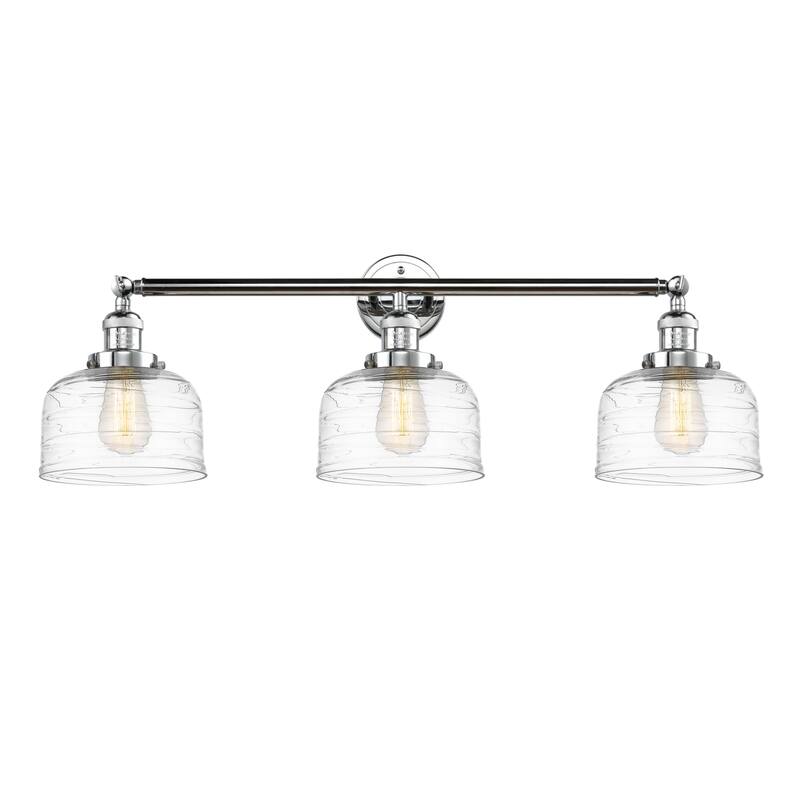 Innovations Lighting 205-11-32 Bell Vanity Bell 3 Light 32" Wide - Polished Chrome / Clear Deco Swirl