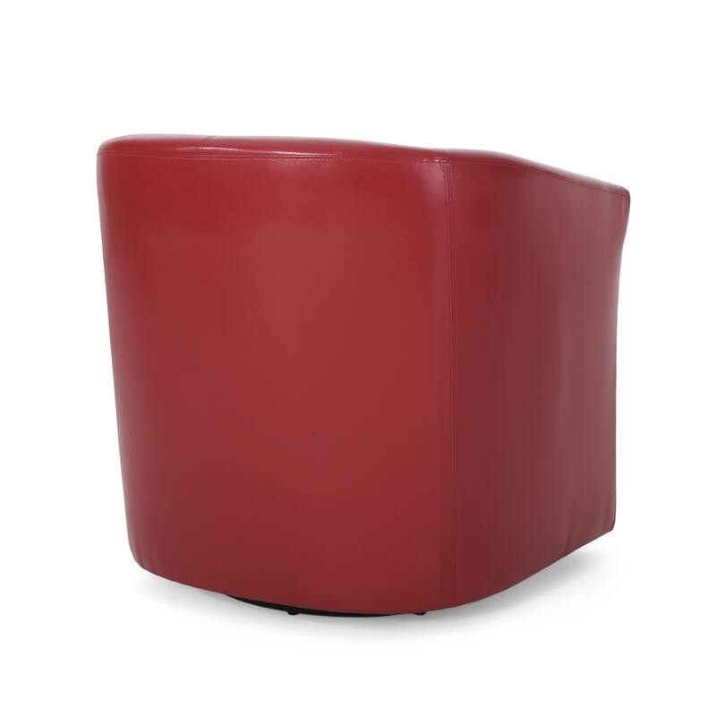 Roomfitters Modern Swivel Club Chair, Faux Leather Accent Armchair with Curved Back and Cushioned Seat for Living Spaces