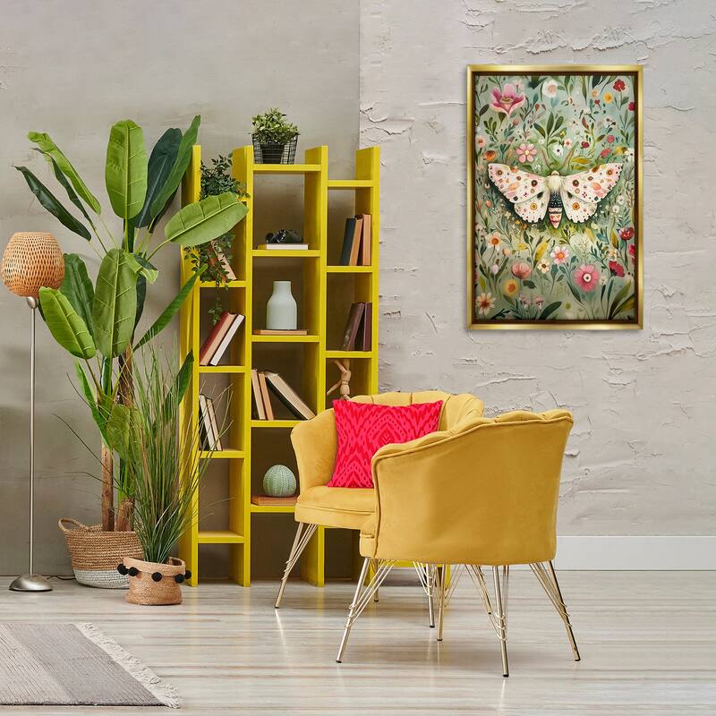 Stupell Floral Moth & Botanicals Framed Floater Canvas Wall Art Design By The Dutch Lady