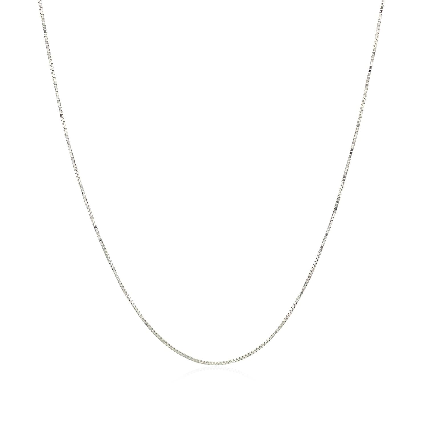MayaMila 10k White Gold Classic Box Chain Necklace 0.45mm