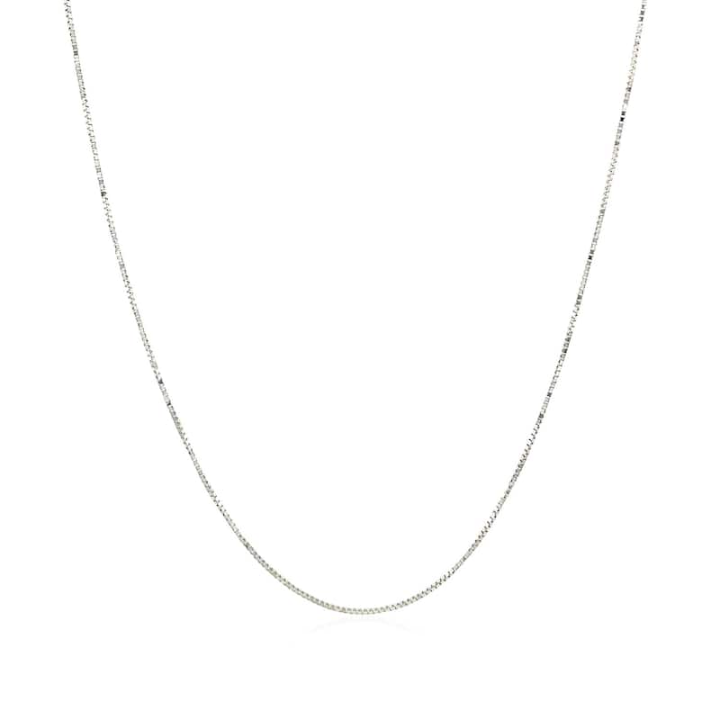 MayaMila 10k White Gold Classic Box Chain Necklace 0.45mm