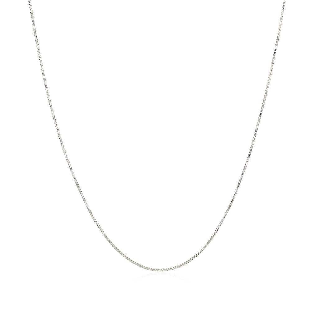 MayaMila 10k White Gold Classic Box Chain Necklace 0.45mm