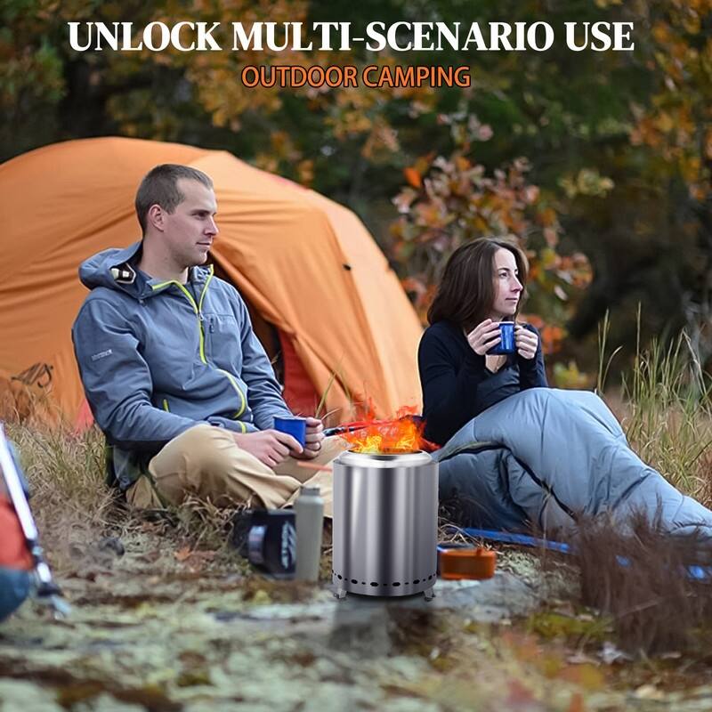 9.7 in. H Stainless Steel Smokeless Stove with Storage Bag and Folding Legs