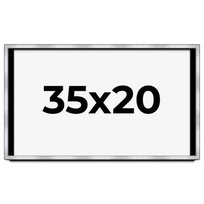 35x20 Shadow Box Frame Silver | 1.375 Inches Deep Real Wood