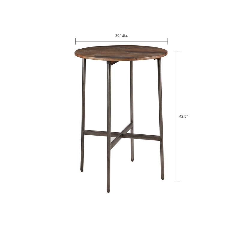 Roomfitters Round Bar Table, 42-Inch Industrial Pine Wood High Top Table with Metal Legs, Light Brown - Light Brown