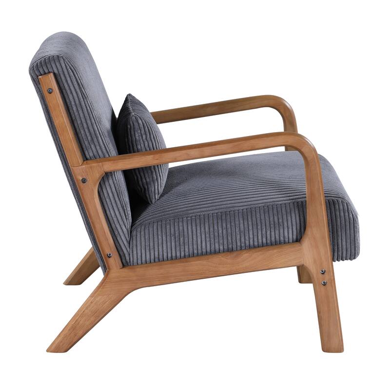 Lounge Chair with Wooden Frame - 32.25" D x 26" W x 30.5" H