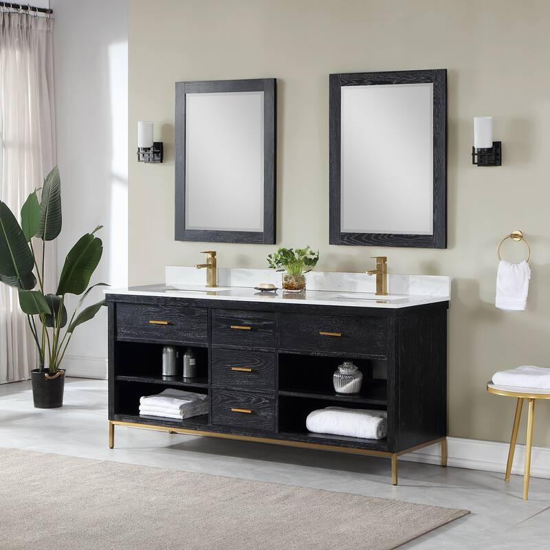 Altair Kesia Bathroom Vanity with Composite Stone Countertop with Mirror