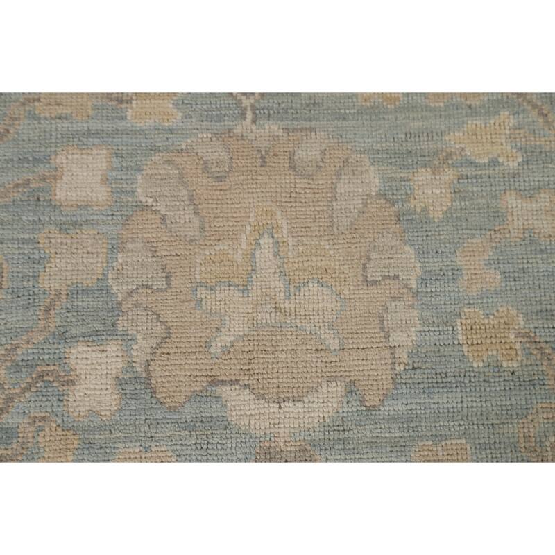 Vegetable Dye Blue Oushak Turkish Area Rug Hand-knotted Wool Carpet - 5'3" x 7'0"