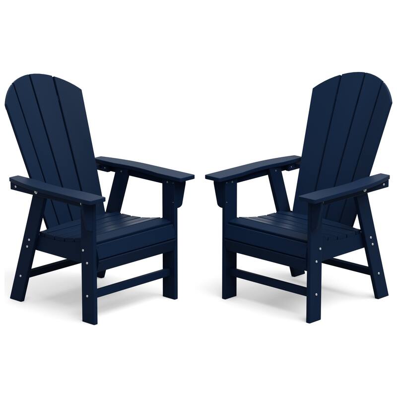 Polytrends Laguna Casual Upright Adirondack Chair (Set of 2) - Navy Blue