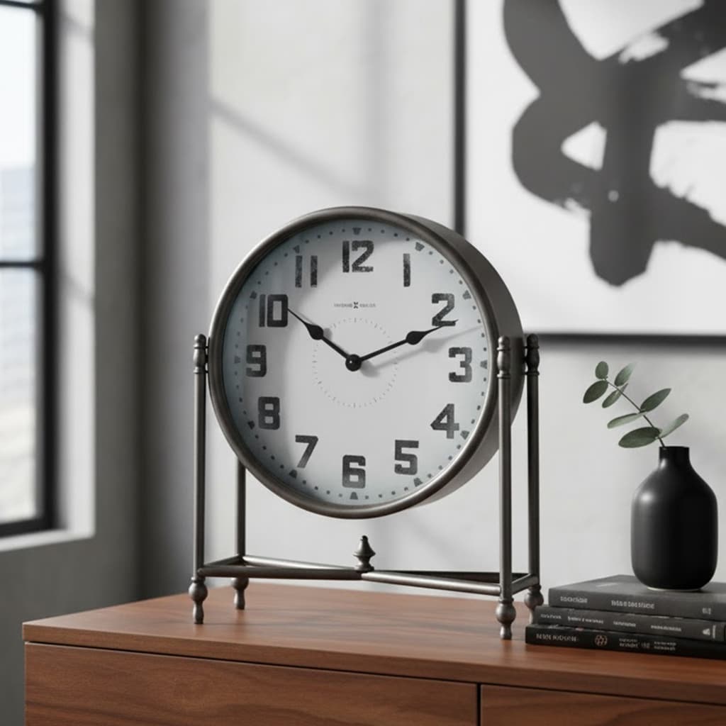 Howard Miller Childress Charcoal Metal Oversized Mantel Clock