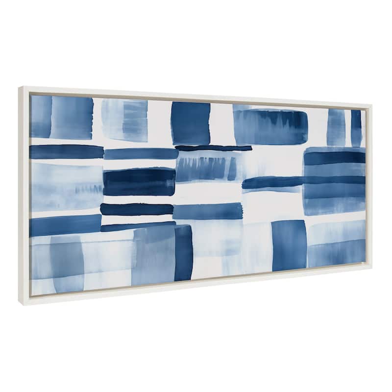 Kate and Laurel Sylvie Coastal Abstract Framed Canvas by Amy Lighthall - 18x40 - White