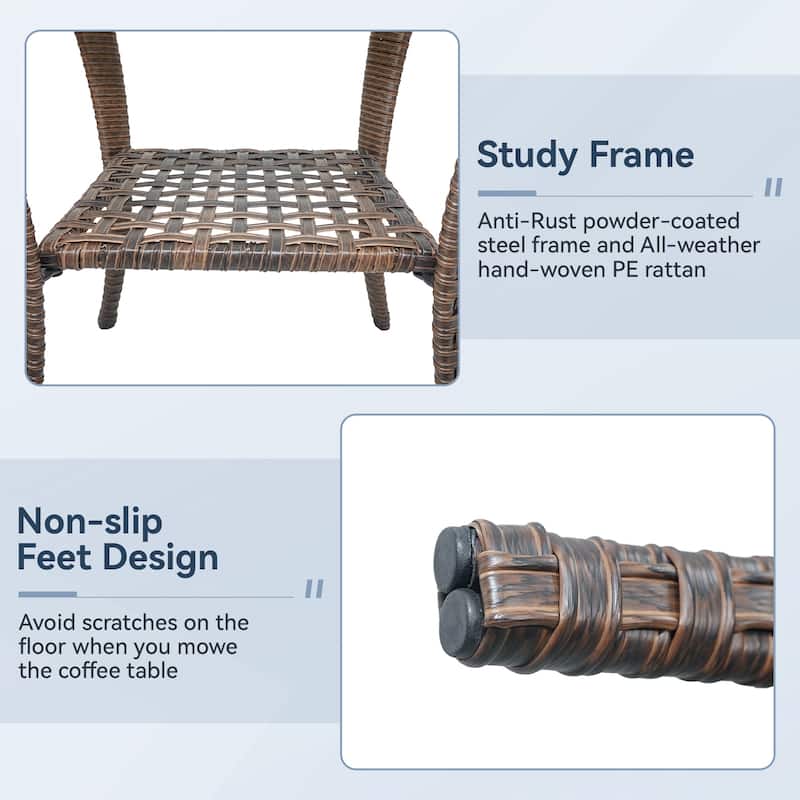 Gymojoy Outdoor Wicker Patio Furniture Loveseat and Chair Set