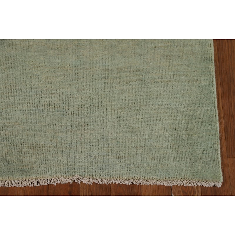 Modern Green Gabbeh Rug Handmade Wool Carpet - 3'10"x 5'11"