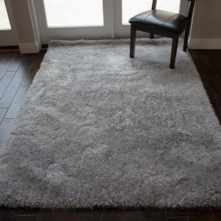 Romance Collection 1-inch Pile Large Shag Area Rug Silver Light Gray ...