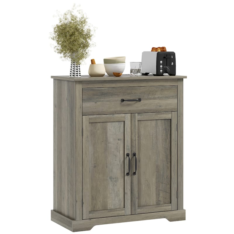 Sideboard Buffet Cabinet, Farmhouse Coffee Bar Storage Cabinet with Drawer, Accent Cabinet with Double Doors