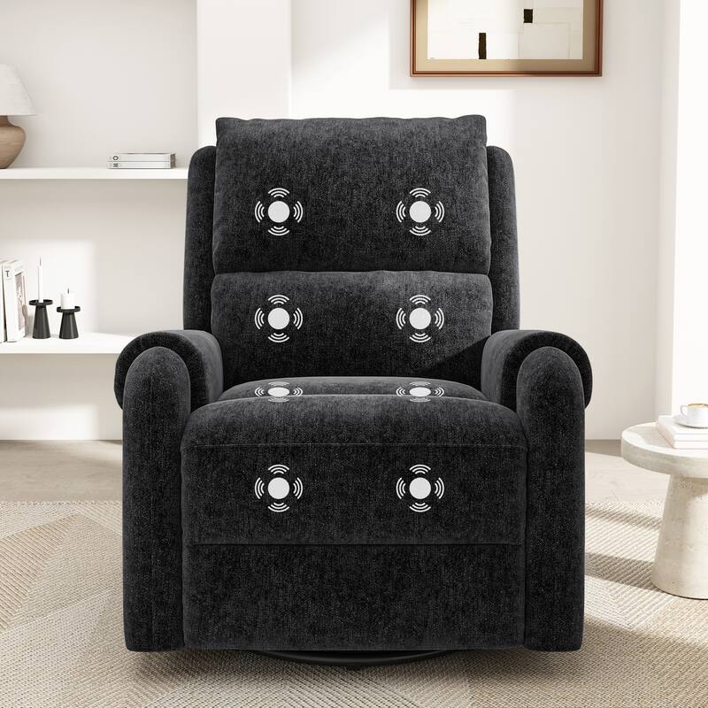 Christopher Knight Home - Solara Upholstered Swivel Rocker Recliner Chair with Massage and Side Storage Pocket