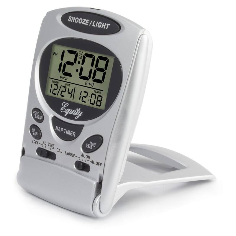 Equity 31300 Silver Travel Alarm Clock with Nap Timer & Backlight