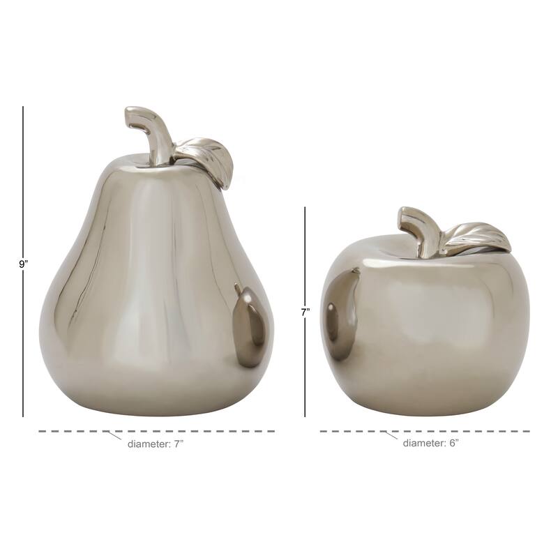 Copper Grove Kitty Red Ceramic Pear and Apple (Set of 2)