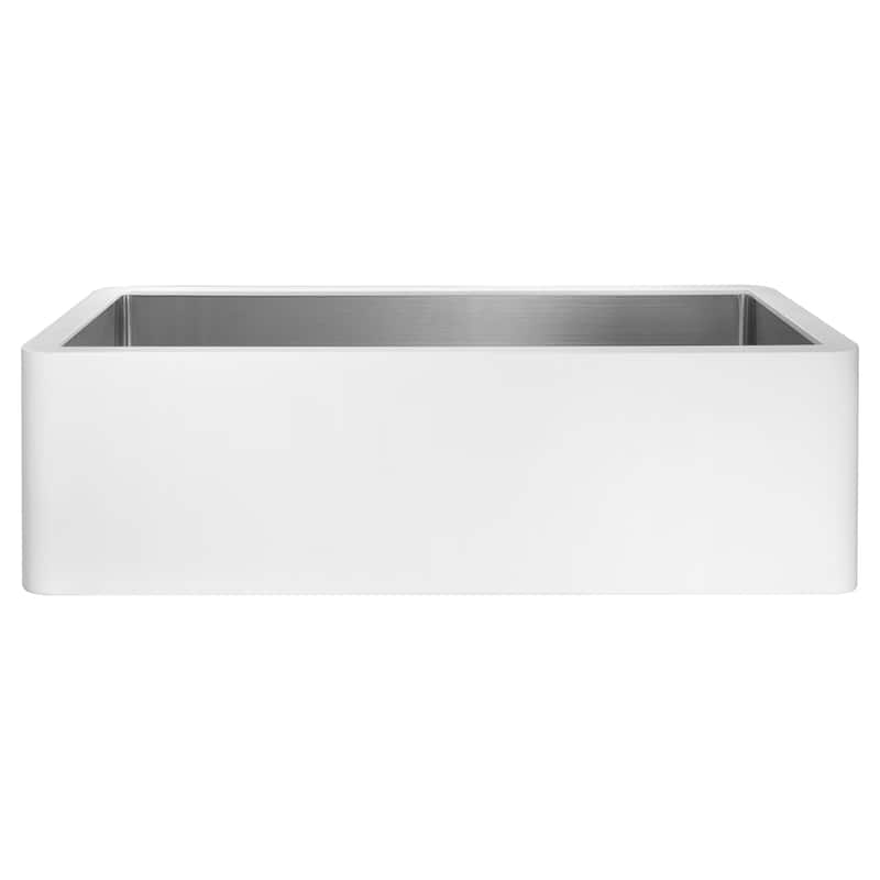 ANZZI Nepal Matte White Solid Surface Farmhouse 33 in. Single Bowl