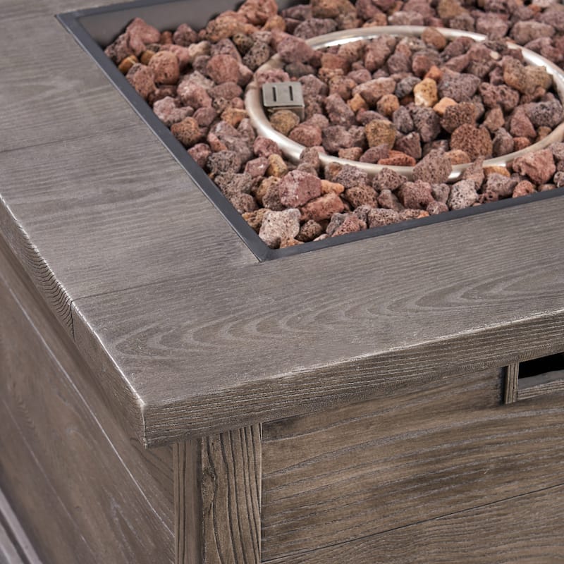 Havana Outdoor 4-seater Wood Chat Set with Fire Table by Christopher Knight Home