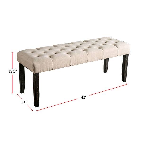 dimension image slide 0 of 3, Fabric and Wood Dining Bench