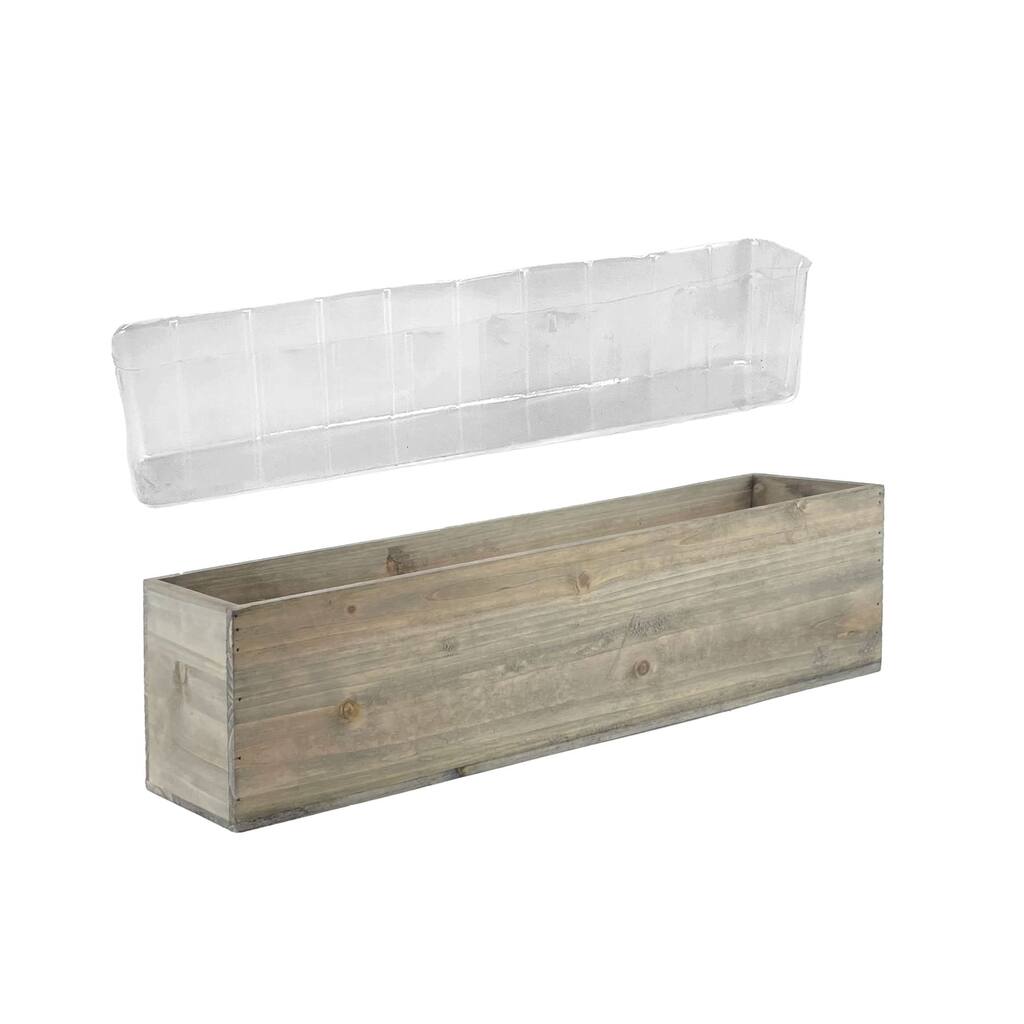 Rectangle Wood Planter Box with Removable Plastic Liner (H:6" Open:23"x6") Multiple Size Choices Wood Rectangular Planter