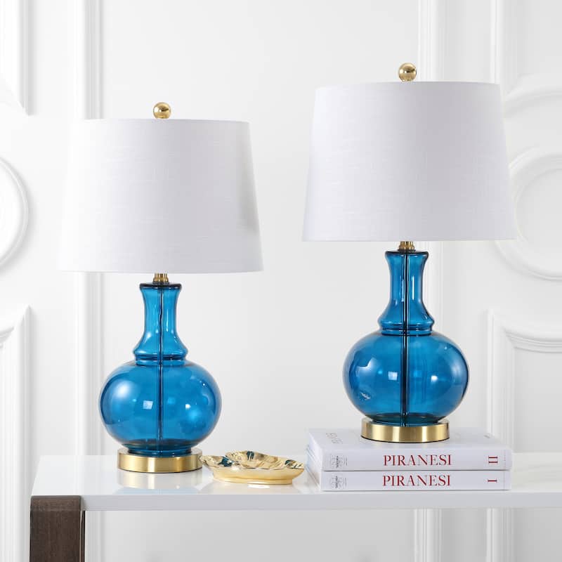 Edward 25" Glass LED Table Lamp, Mercury Silver/Brass Gold (Set of 2) by JONATHAN Y