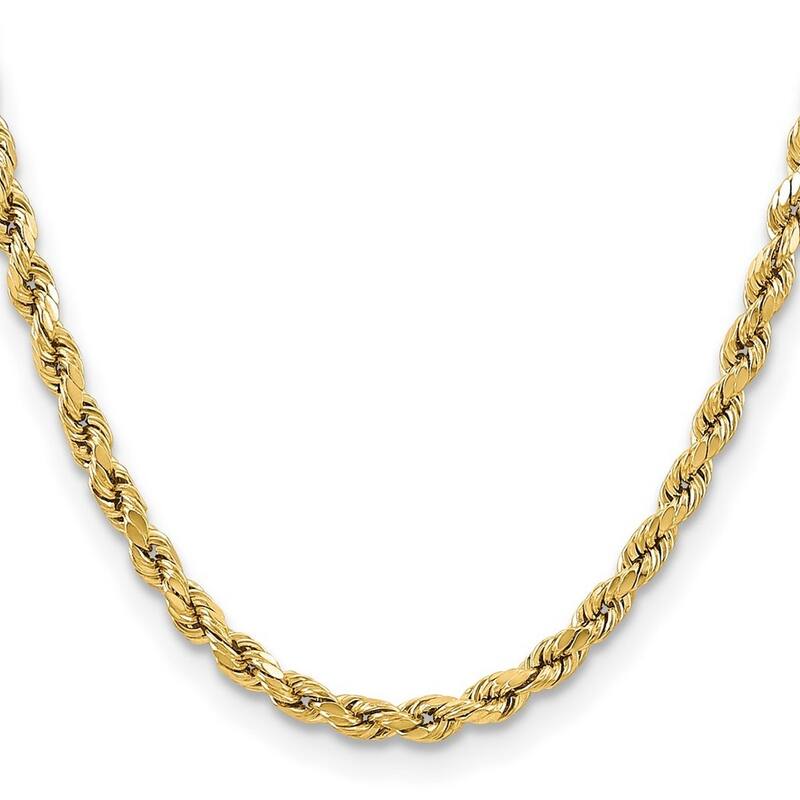 Curata 10k Yellow Gold Unisex 5.5mm Semi Solid Diamond Cut Rope Chain Bracelet Options: 7" 8" 9"
