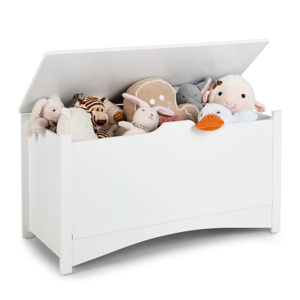 Gymax Kids Toy Box Large Wooden Flip-Top Storage Chest Organizer Bench